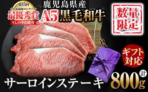 鹿児島県志布志市のふるさと納税 【ギフト対応】＜A5等級＞黒毛和牛 巨匠の至福のサーロインステーキ 計800g(200g×4枚) wa24-005