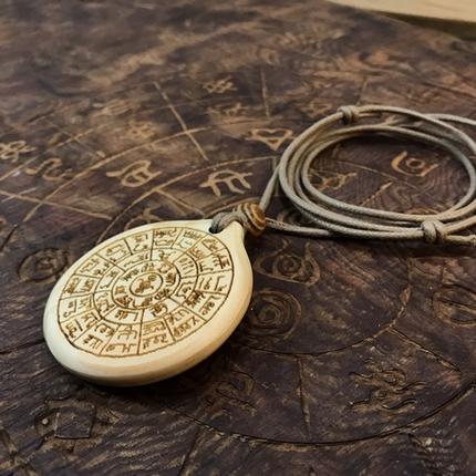 龍体文字&ヲシテ文字 両面刻印 フトマニ図 パワーネックレス 三重県産 