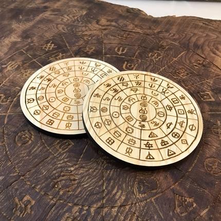 ヲシテ文字 フトマニ図 パワープレート 2枚入り×2 三重県産 ひのき製