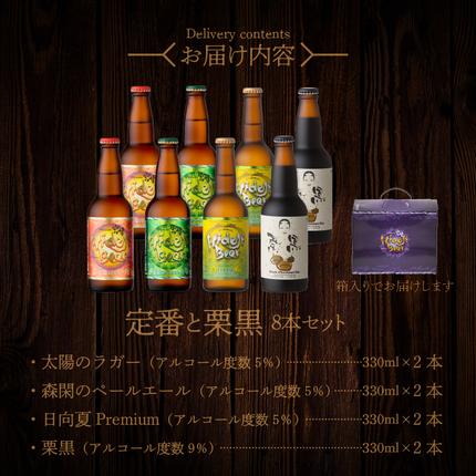 宮崎県延岡市のふるさと納税 宮崎ひでじビール定番と栗黒8本セット N073-YZA930