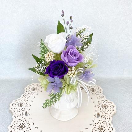 埼玉県春日部市のふるさと納税 AJ021-1 プリザーブドフラワーアレンジ【カリヌゥ 2個セット パープル/ピンク】春日部市 シュガーパイン