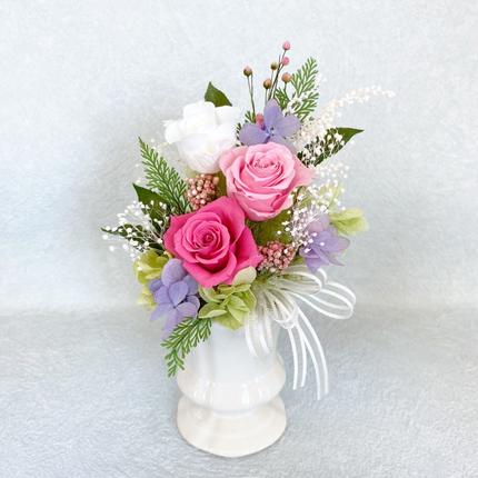 埼玉県春日部市のふるさと納税 AJ021-1 プリザーブドフラワーアレンジ【カリヌゥ 2個セット パープル/ピンク】春日部市 シュガーパイン