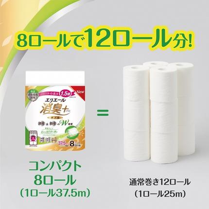 静岡県富士宮市のふるさと納税 0019-10-02 エリエール 消臭 ＋ トイレットティシュー ほのかに香るナチュラルクリアの香り コンパクトダブル 64個 1.5倍 省スペース パルプ100％ トイレットペーパー ダブル 日用品 消耗品 コンパクト