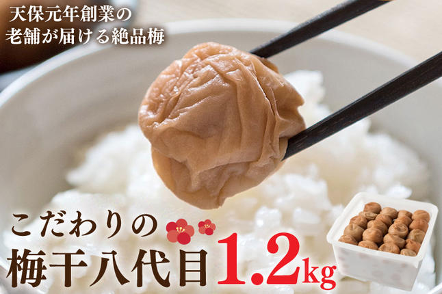 こだわりの梅干八代目 1.2kg 南高梅 無添加 減塩 昔ながら 老舗 伝統