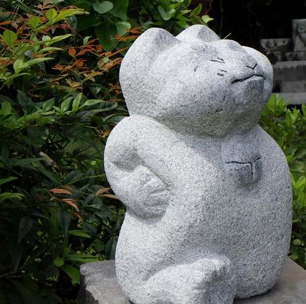 猫　招き猫　天然石　彫刻　オブジェ　置物　インテリア　工芸品　美術品　A3322 受注生産】だんじり彫刻師 大阪府貝塚 - 招き猫」 山本仲伸・作「木彫 置物