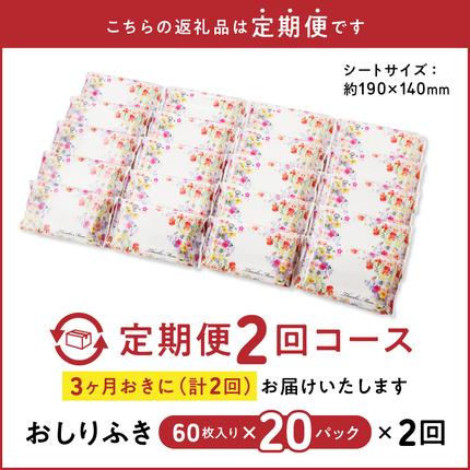 愛知県小牧市のふるさと納税 【２回定期便】おしりふき 20パック（60枚入り）厚手の凸凹シート使用！ ウエットティッシュ ウェットティッシュ ウエットシート ウェットシート