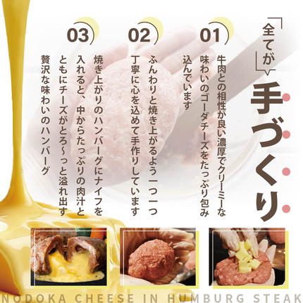 北海道別海町のふるさと納税 【別海牛100%と別海町ゴーダチーズ】チーズがとろける!別海チーズインハンバーグ(120g×3個)