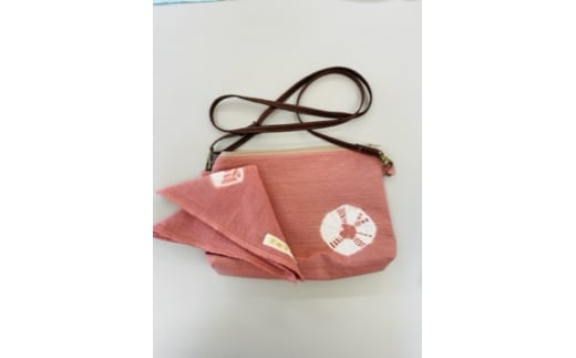 千曲染め サコッシュ×タオルハンカチセット|草木染め 手染め ナチュラルギフト 信州 長野県 千曲市