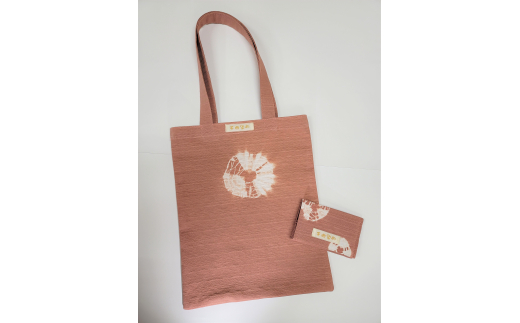 千曲染め トートバッグ×カードケースセット｜草木染め ハンドメイド