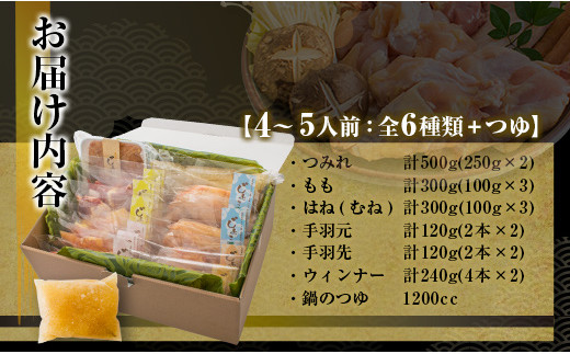 宮崎県日南市のふるさと納税 6種類 具材入り みやざき地頭鶏 つみれ 鍋 セット 4 ～ 5人前 数量限定 鶏肉 チキン 国産 食品 地鶏 もも むね 手羽元 手羽先 ウインナー 鍋つゆ ブランド鶏 ご褒美 真空冷凍 おすすめ 贈り物 ギフト プレゼント お取り寄せ グルメ 宮崎県 日南市 送料無料_DA21-23
